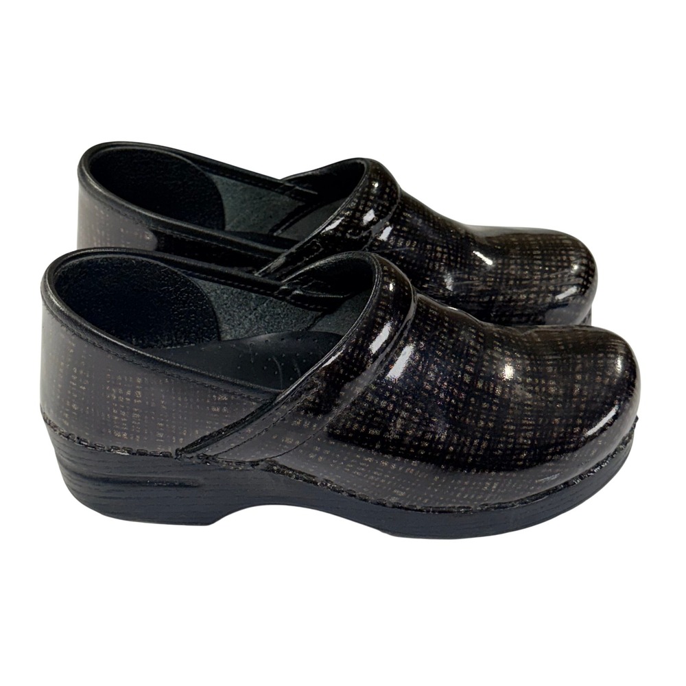 Dansko Professional Clog Womens 40/9.5-10 Black Checkered Patent Leather Comfort